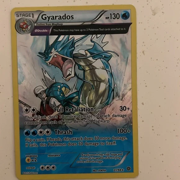 Pokemon Gyarados Trading Card - Blue and Yellow